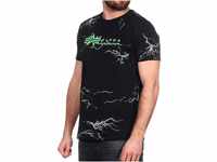 Alpha Industries Herren Lightning AOP T-Shirt, Black/Poisongreen, M