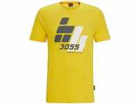BOSS Herren Tee3055 T-Shirt aus Baumwoll-Jersey mit Print im Rennsport-Stil Hellgelb