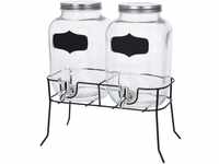 Getränke Spender Set - 2X 4l Glas mit Zapfhahn und Gestell - Saftspender...