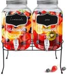 Glas Getr&auml;nkespender mit Zapfhahn - 2er Set/je 4 Liter - Wasser Spender | mit