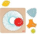 goki 58440 Spirograph aus Holz, 6-teilig, 13 &times; 13 cm &ndash; kreatives Zeichenset mit
