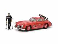 Schuco kompatibel mit Mercedes 300 SL Flügeltürer Davos 1957 rot mit Figur und