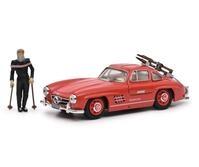 Schuco kompatibel mit Mercedes 300 SL Fl&uuml;gelt&uuml;rer Davos 1957 rot mit Figur und
