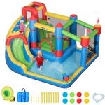 Outsunny H&uuml;pfburg mit Gebl&auml;se Kinder aufblasbare 6 in 1 XXL 390x300x197cm 