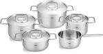 Fissler Pure Collection/Edelstahl-Kochtopfset, 5-teilig, T&ouml;pfe mit Metall-Deckel (3