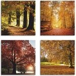 ARTLAND Wanddeko Leinwand Bilder Natur Set 4 tlg. je 40x40 cm Quadratisch Wandbilder