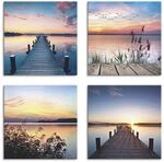 ARTLAND Wanddeko Strandbilder Leinwand Bilder Set 4 tlg. je 40x40 cm Quadratisch