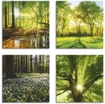 ARTLAND Wanddeko Leinwand Bilder Natur Set 4 tlg. je 40x40 cm Quadratisch...