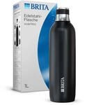 BRITA Edelstahlflasche schwarz f&uuml;r sodaTRIO Wassersprudler (1l) &ndash; isolierte &