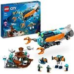 LEGO 60379 City Forscher-U-Boot Spielzeug, Unterwasser-Set mit Drohne, Mech,