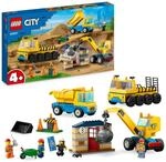 LEGO 60391 City Baufahrzeuge und Kran mit Abrissbirne, Spielzeug mit Bagger,...