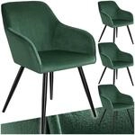 tectake&reg; 4er Set moderner Esszimmer Stuhl, Sitzfl&auml;che aus Samt, Armlehnstuhl,