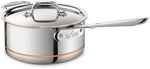 All-Clad 6203SS Euro Copper-Core Stielkasserolle mit Griff und Deckel 20,3 cm, 2,8