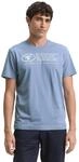 TOM TAILOR Herren Basic T-Shirt mit Print aus Baumwolle, Greyish Mid Blue, L