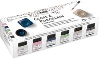 KREUL 16602 - Glass & Porcelain Set Chalky, 6 x 20 ml in wei&szlig;, rosa, blau,...