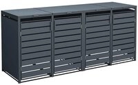 Westmann 4er M&uuml;lltonnenbox Kubus | Metall 264x80x116 cm Grau | M&uuml;lltonnen