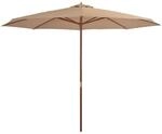 vidaXL Sonnenschirm Holzmast 350cm Taupe Gartenschirm Ampelschirm Marktschirm