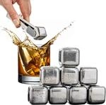 bremermann Eisw&uuml;rfel Set 10tlg. // 8x Edelstahl-Eisw&uuml;rfel, Zange und