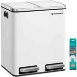 SONGMICS M&uuml;lleimer K&uuml;che, 2 x 15 Liter, M&uuml;lltrennsystem 2 F&auml;cher, inklusive 15