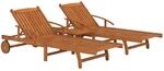 vidaXL 2-TLG. Sonnenliegen-Set mit Tisch Massivholz Akazie, Sonnenliege,...
