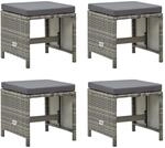 vidaXL 4X Gartenhocker mit Sitzkissen Sitzhocker Fu&szlig;hocker Fu&szlig;st&uuml;tze Fu&szlig;bank