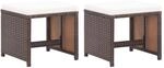 vidaXL 2X Gartenhocker mit Sitzkissen Sitzhocker Hocker Rattanhocker Gartenm&ouml;bel