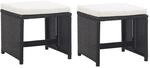vidaXL 2X Gartenhocker mit Sitzkissen Sitzhocker Hocker Rattanhocker Gartenm&ouml;bel