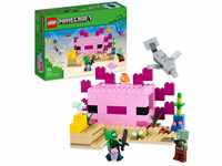 LEGO Minecraft Das Axolotl-Haus Set, baubare rosa Unterwasserbasis mit