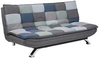 AC Design Furniture Jasper Bettcouch Blau/Grau Patchwork, Schlafsofa mit 3