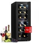 Klarstein Shiraz Weink&uuml;hlschrank Schwarz &ndash; 12 Flaschen, 42 L, 2 Zonen 