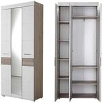 M&ouml;bel Akut Garderobenschrank Funny Dielenschrank wei&szlig; Silbereiche mit Spiegel 84 cm