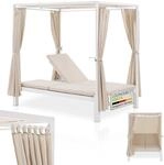 Juskys Doppel Loungebett Kreta - Gartenliege f&uuml;r 2 Personen - Dach & R&uuml;ckenlehne