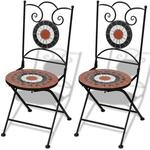 vidaXL Mosaik-Bistrostuhl terrakotta/wei&szlig; 2er-Set