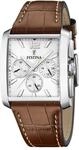 Festina Herren Uhr Analog mit Braunem Lederarmband - Quarzwerk - Chronograph -