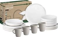 BRUNNER Melamin ESS Geschirr Set Lunch Box 16-teilig Camping Reise Teller Becher