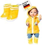 Heless 1401 - Gummistiefel f&uuml;r Puppen, in Gelb, Gr&ouml;&szlig;e 30 &ndash; 34 cm, f&uuml;r trockene
