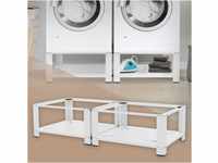 ML-Design Doppel Waschmaschinen Untergestell mit 2 Ablagen, Weiß, 128x54 cm,...