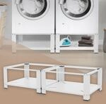 ML-Design Doppel Waschmaschinen Untergestell mit 2 Ablagen, Wei&szlig;, 128x54 cm, Stahl,