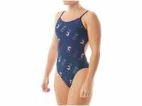 TYR Damen Cascading Cutoutfit Einteiliger Badeanzug, rot/weiß/blau, 30