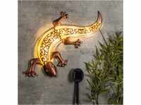 Haushalt International Außenlampe braun Wandleuchte Gecko Solarlampe Garten,...
