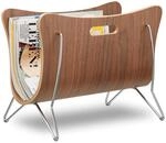 Relaxdays Zeitungsst&auml;nder Holz, Bugholz, Zeitungskorb, modernes Design, robust,
