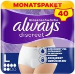 Always Discreet Inkontinenz-H&ouml;schen Normal F&uuml;r Frauen, L, 40 H&ouml;schen, Verhindert