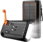 revolt Kurbel Akku: Kurbel-Dynamo-Solar-Powerbank, 30.000 mAh, PD 20 W, Super Charge,