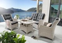 Destiny Loungeset CASA 2 Sessel, Sofa, Tisch 120x77x66cm, Vintage wei&szlig; (860204)
