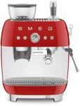Smeg, EGF03RDEU, manuelle Espressomaschine, mit integrierter Kaffeem&uuml;hle,