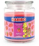 Haribo Duftkerze im Glas mit Deckel | Strawberry Happiness | Kerze Fruchtig | Kerzen