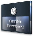 Metzler&reg; T&uuml;rklingel Unterputz mit LED-Taster und 3D-Tiefengravur anthrazit grau 