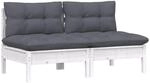 vidaXL Gartensofa 2-Sitzer, Gartenm&ouml;bel 2 Mittelsofa mit Anthrazit Kissen, Modular