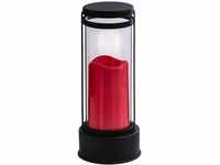 Dehner Grablaterne mit LED-Beleuchtung, Ø 12 cm, Höhe 27 cm, Eisen/Glas, rot