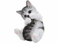 Dehner Dekofigur Kätzchen, spielend, ca. 13 x 18 x 24.5 cm, Polyresin, grau/weiß,